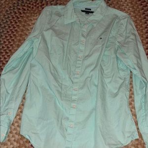 Tommy Hilfiger green striped blouse